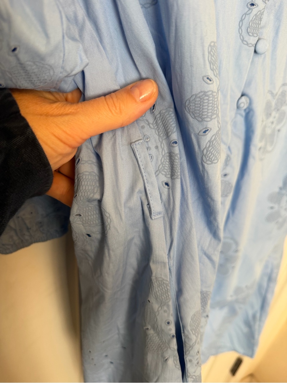 Cynthia Rowley Shift Dress blue Size Medium v-neck boho floral pockets - Picture 7 of 8
